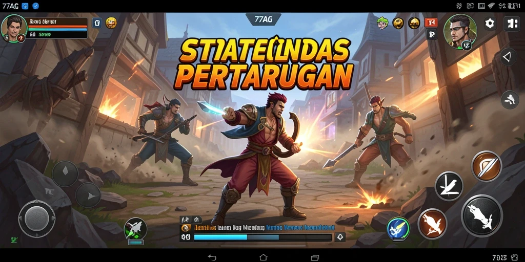 Tangkapan layar gameplay 77AG menunjukkan pertempuran strategi yang menegangkan.