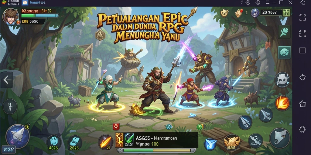 Tampilan gameplay epik dalam dunia RPG yang luas.