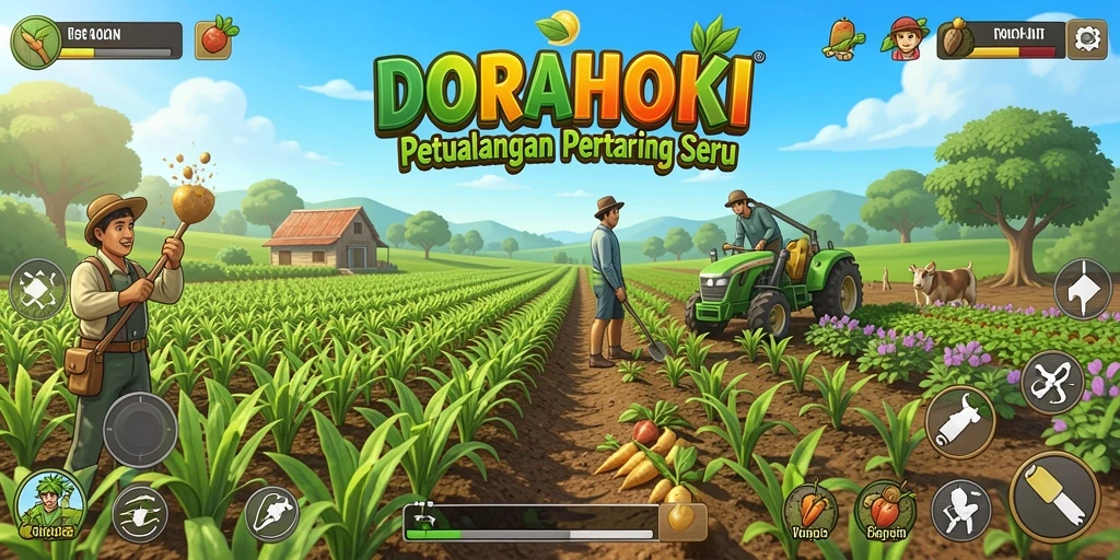 Tangkapan layar menunjukkan gameplay bertani yang seru dan menawan.