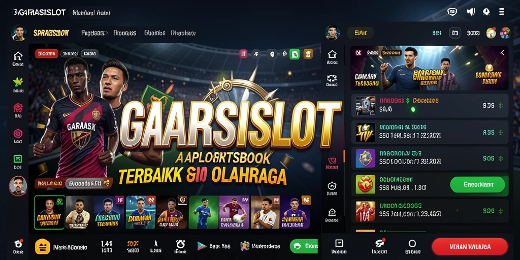 Tampilan utama aplikasi GARASISLOT menampilkan antarmuka taruhan olahraga yang menarik.
