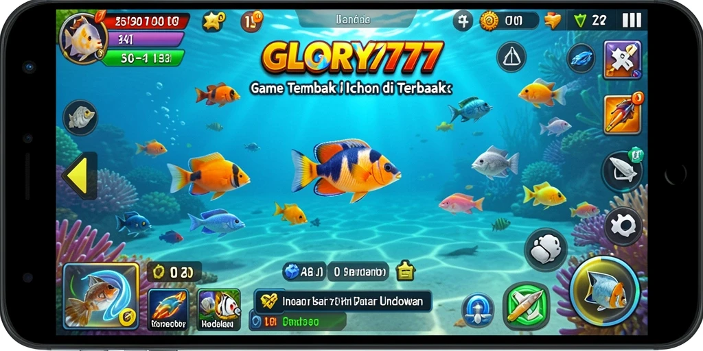 Tampilan gameplay menarik dari GLORY777 saat menembak ikan.