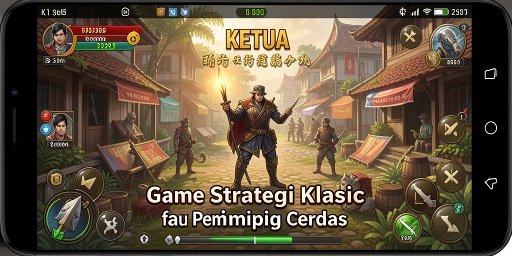 Tangkapan layar KETUA menampilkan aksi pertempuran strategi yang mendebarkan.