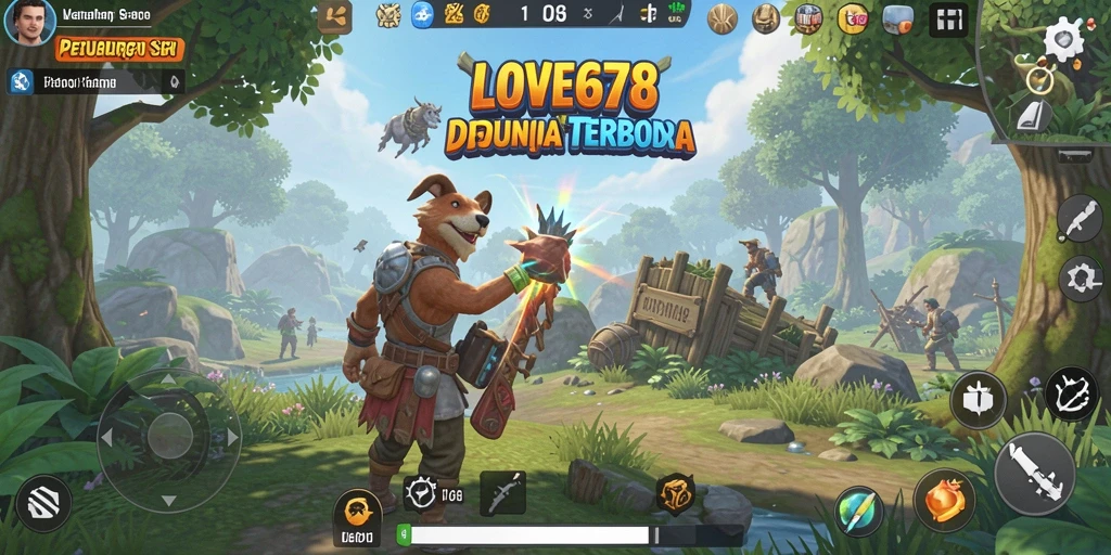 Tampilan gameplay LOVE678 yang menampilkan kebebasan eksplorasi di dunia terbuka.