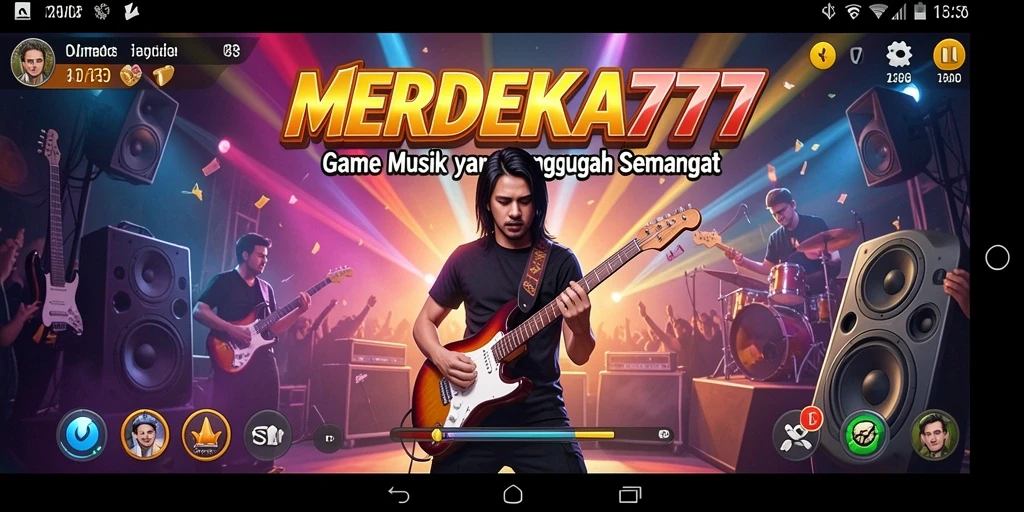 Tampilan gameplay MERDEKA777 menampilkan interaksi seru dengan musik.