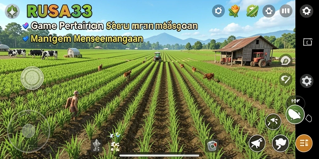 Screenshot gameplay RUSA33 menampilkan aktivitas pertanian yang seru dan interaktif.