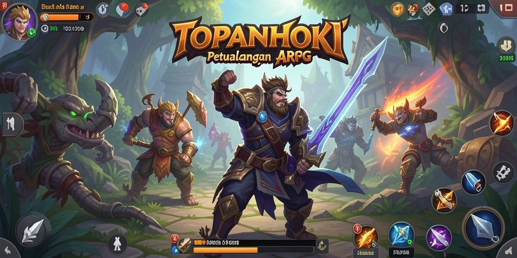 Screenshot utama gameplay <strong>TOPANHOKI</strong> yang menampilkan aksi seru dan monster menakutkan.