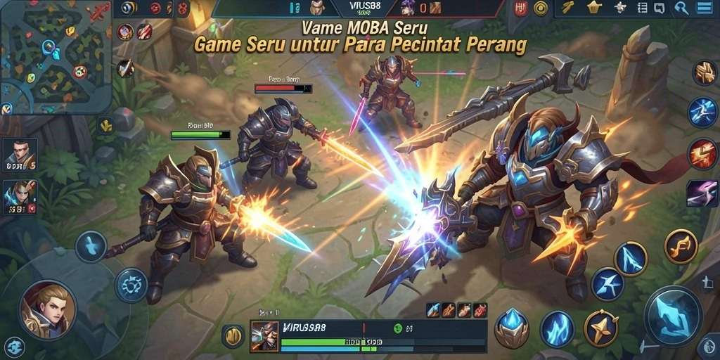 Screenshot menunjukkan intensitas pertarungan dalam VIRUS88 yang penuh strategi.